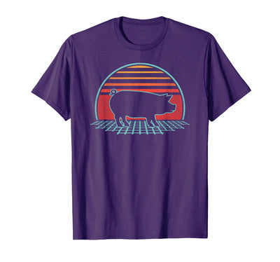 Pig Lover Farmer Farm Animal Retro Vintage 80s Style T-Shirt
