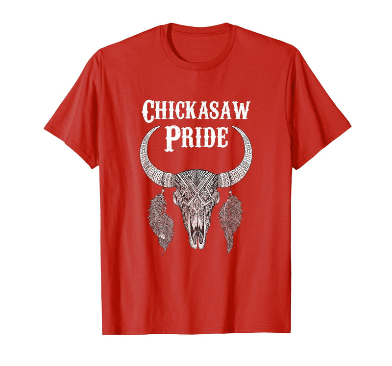 Chickasaw Pride Native American Nice Gifts Chickasaw Pride Tribe Native American Indian Buffalo T-Shirt - Red