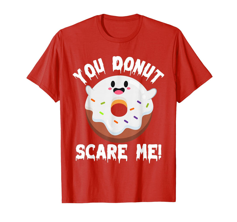 Donut Halloween Shirt Halloween Donut Costume Kids Men Women Doughnut Scare Me T-Shirt - Red