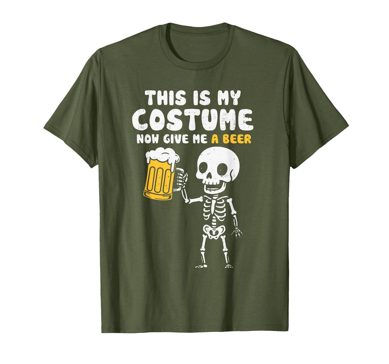 Halloween Tees Women Men Kids This is My Costume Beer Halloween Party Drinking Dad Mens T-Shirt - Olive Green