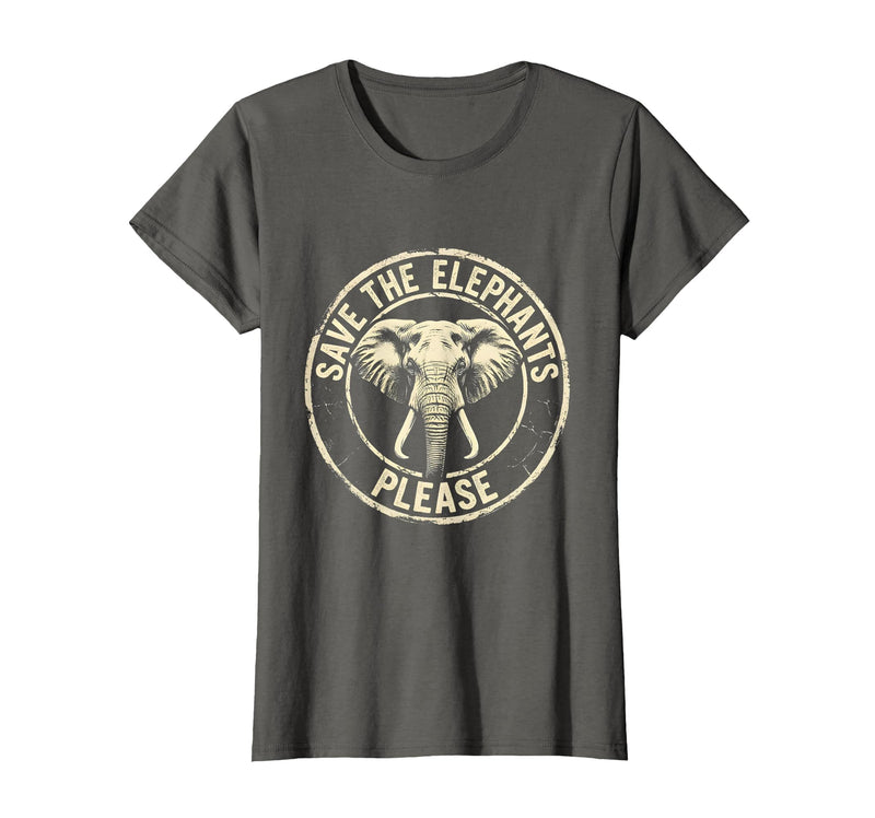 Mademark Save The Elephants Please Wildlife Advocate Design T-Shirt - Women - Asphalt Grey