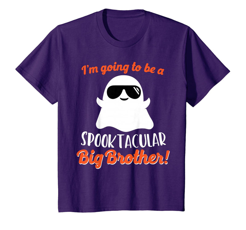 Halloween Pregnancy Announcements by HotW Big Brother Pregnancy Announcement Ghost Funny Boy Halloween T-Shirt - Purple