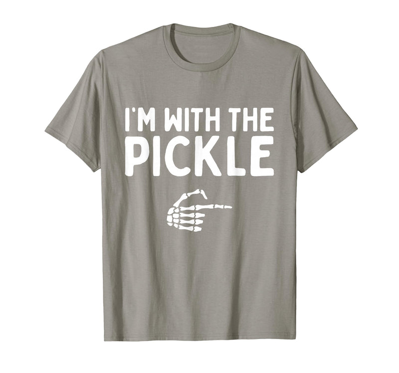 Funny Halloween Costume Holiday Party Gift I'm with The Pickle Funny Halloween Costume Matching Couples T-Shirt - Slate Grey