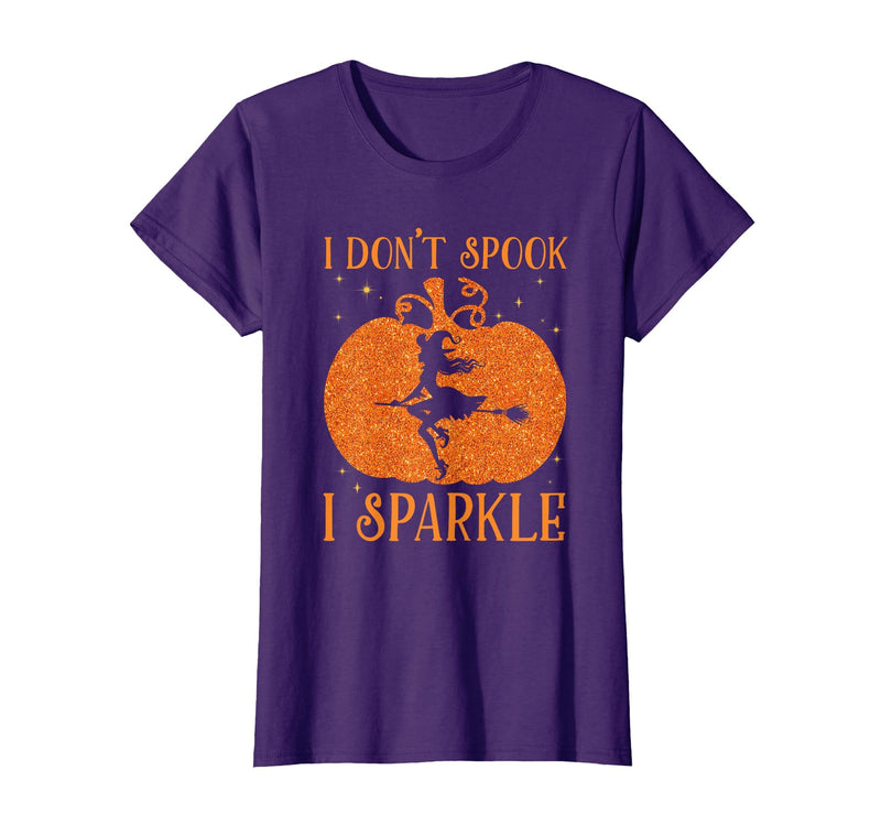 PDUS32 I Don't Spook I Sparkle Funny Halloween I Don't Spook I Sparkle Funny Halloween Girl Witch Pumpkin T-Shirt - Purple