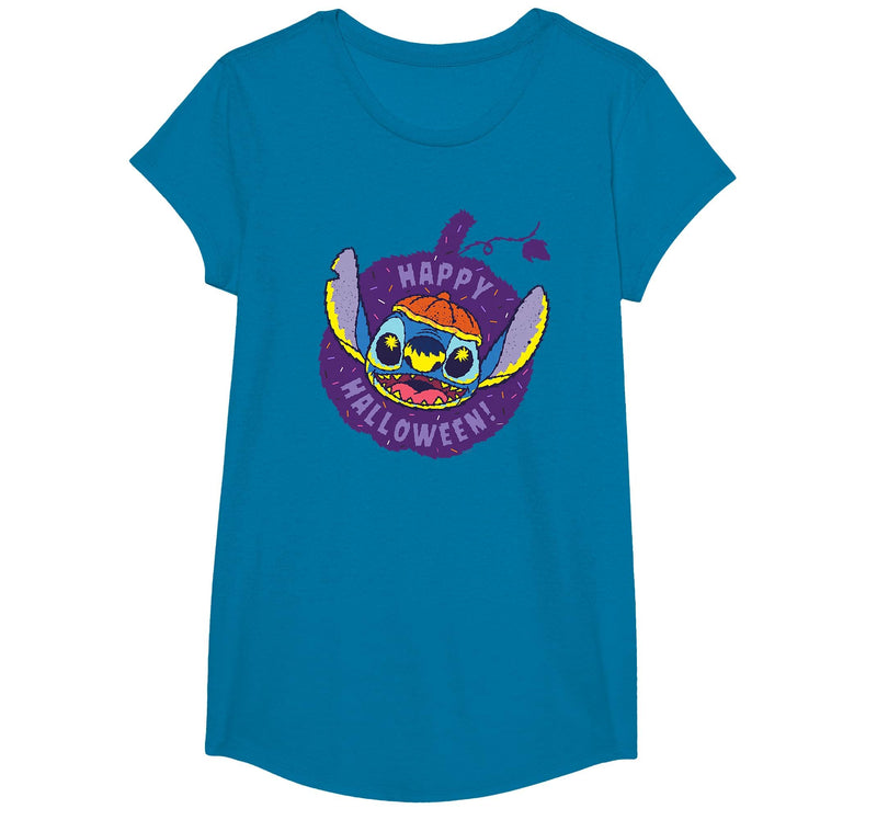 Disney Lilo & Stitch Jack-o’-Lantern Pumpkin Happy Halloween T-Shirt - Sapphire Blue