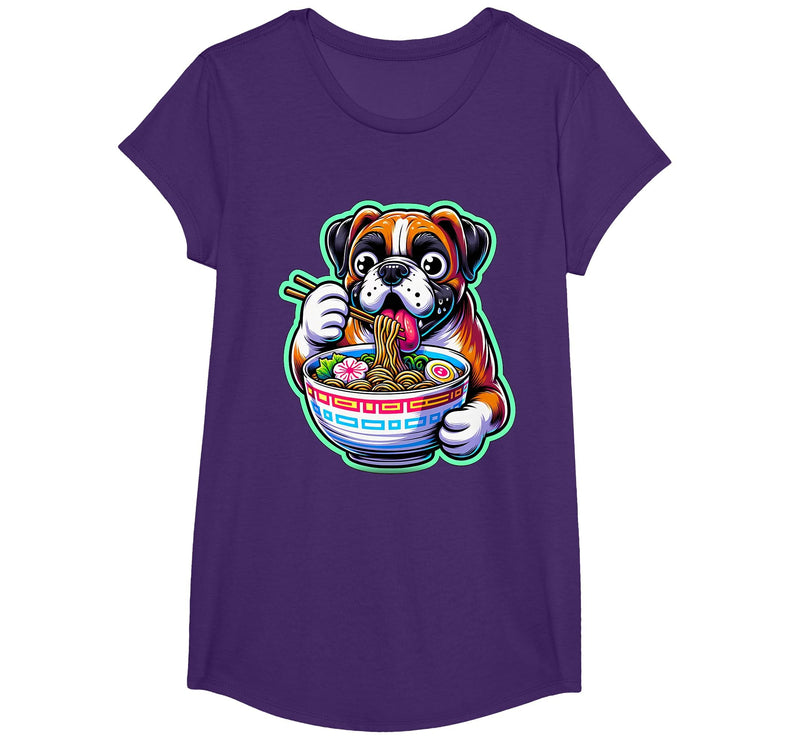 Noodle Ramen Boxer Dog Kawaii Anime Boxer Dog Ramen T-Shirt - Purple
