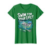 Swim Lover Halloween Custom Tee For Swimmers Kids Halloween Skeleton Swimming Swim for Your Life Swimmers Dad T-Shirt -