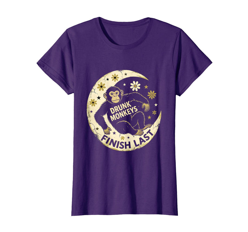 Mademark Drunk Monkeys Finish Last Sober Men Design T-Shirt - Women - Purple