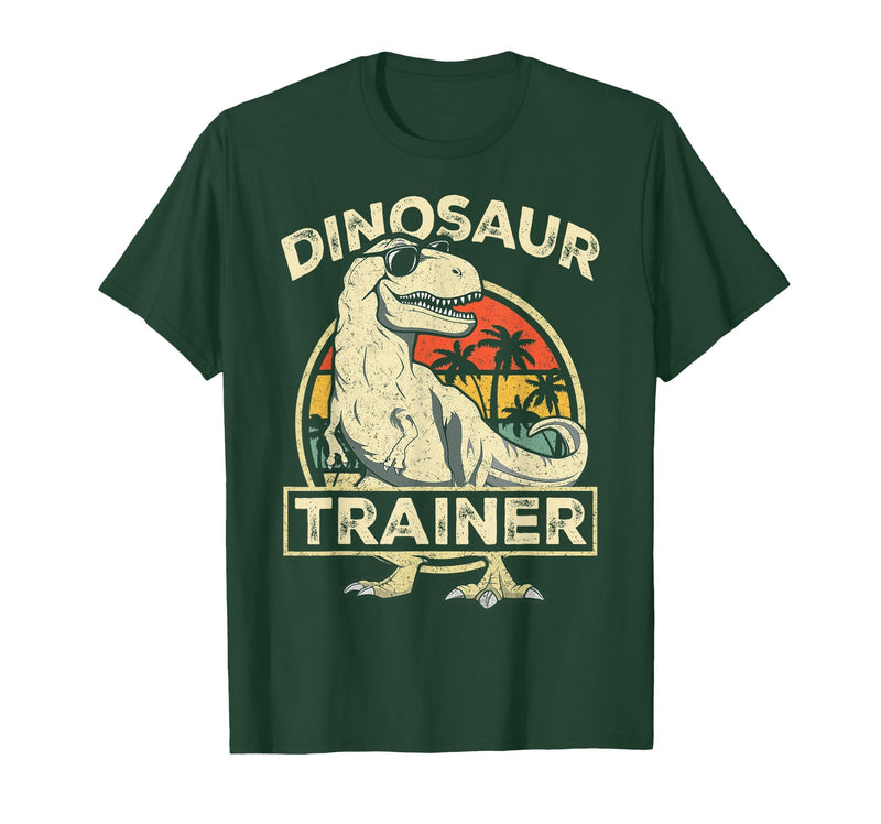 Dinosaur Trainer Halloween Vintage Dinosaur Trainer Halloween Costume Retro Dino Outline T-Shirt - Dark Green