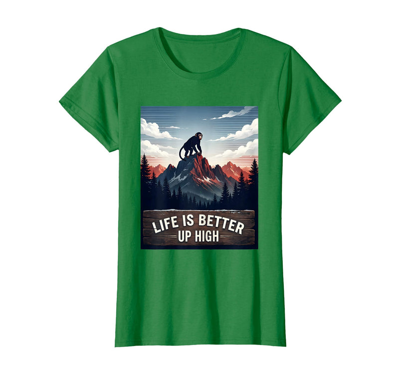 Mademark Life Is Better Up High Monkey Design T-Shirt - Women - Kelly Green