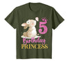 Kids 5th Birthday Rabbit Princess Girl Bunny 5 Years Old T-Shirt in Olive Green