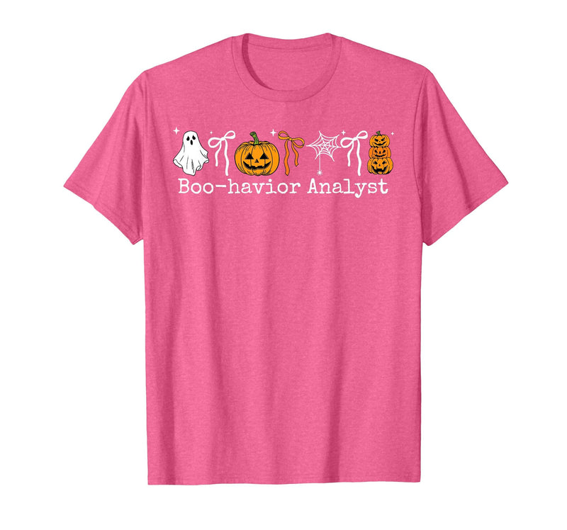 Behavior Analyst Halloween ABA Ghost Boo-havior Boo-Havior Analyst Pumpkin Ghost ABA Therapist Halloween T-Shirt - Pink