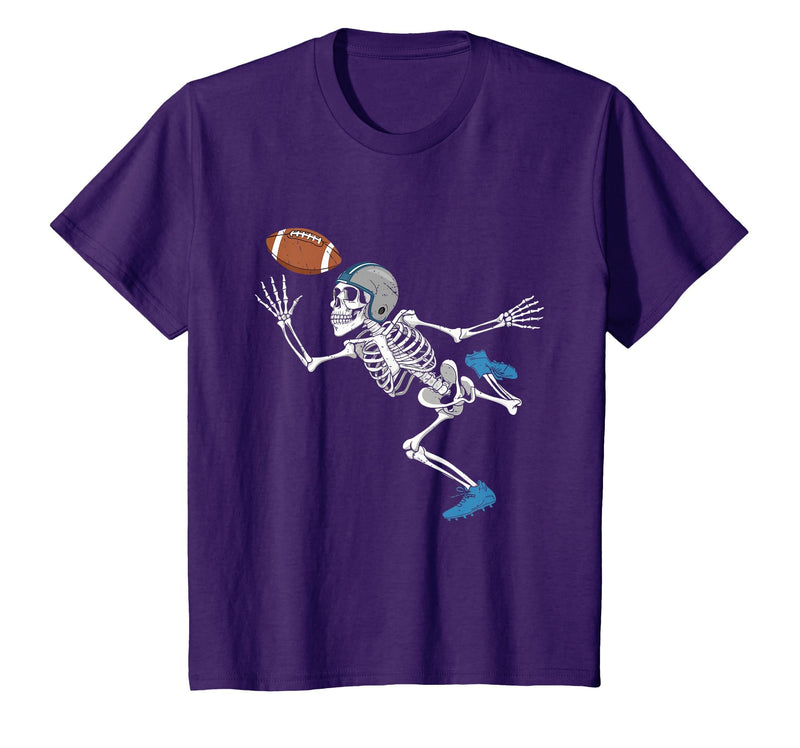 Halloween Shirts Women Men Kids Football Skeleton Halloween Player Catcher Mens Boys Kids T-Shirt - Purple