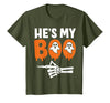 He's My Boo Matching Halloween Pajama Couples Funny T-Shirt - Olive Green