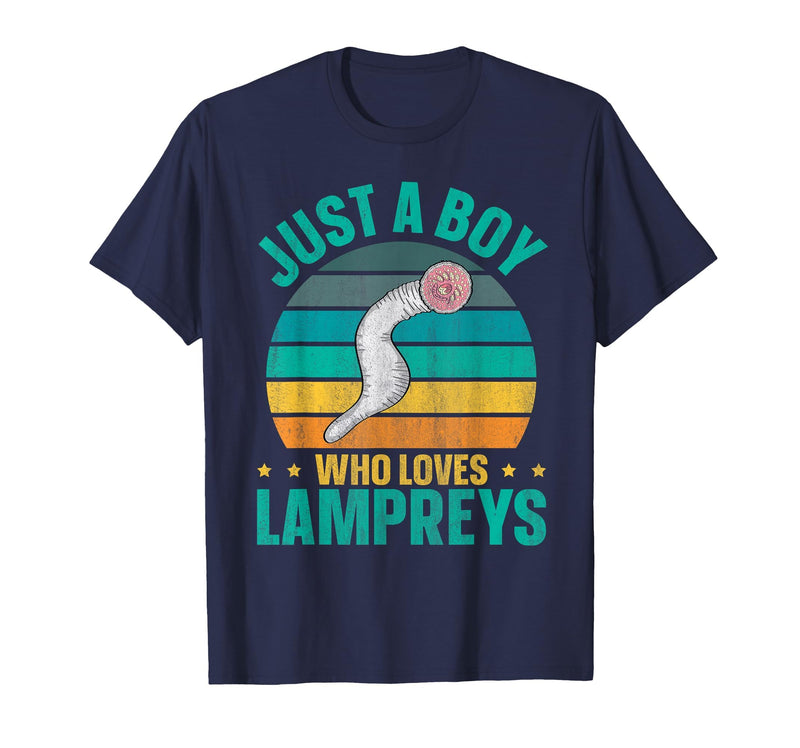 Sea Lamprey Fish Quote Just a boy who Loves Lampreys Quote for a Lamprey Boy T-Shirt - Navy Blue