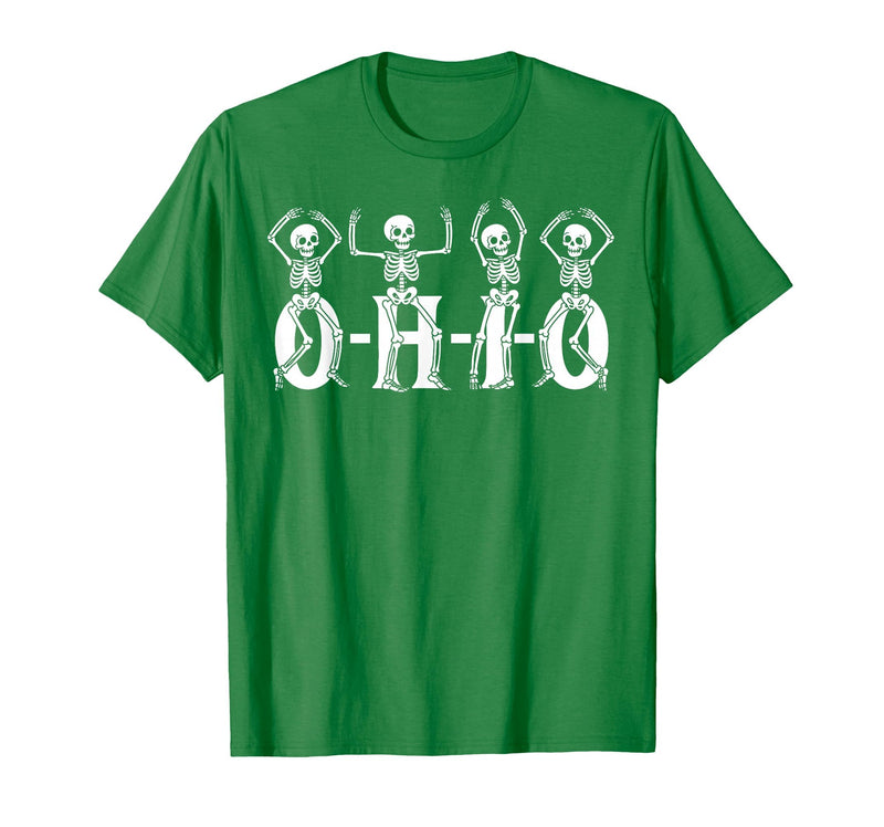 Funny O-H-I-O State Skeleton Halloween Funny O-H-I-O State Skeleton Ohio Halloween Vintage Vibe Fun T-Shirt - Kelly Green