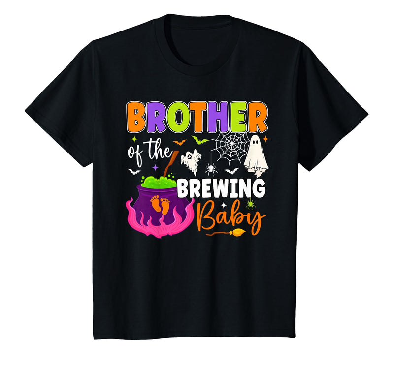 Halloween Baby Shower Brewing Baby Family Matching Brother of Brewing Baby Halloween Theme Baby Shower Spooky T-Shirt - Black