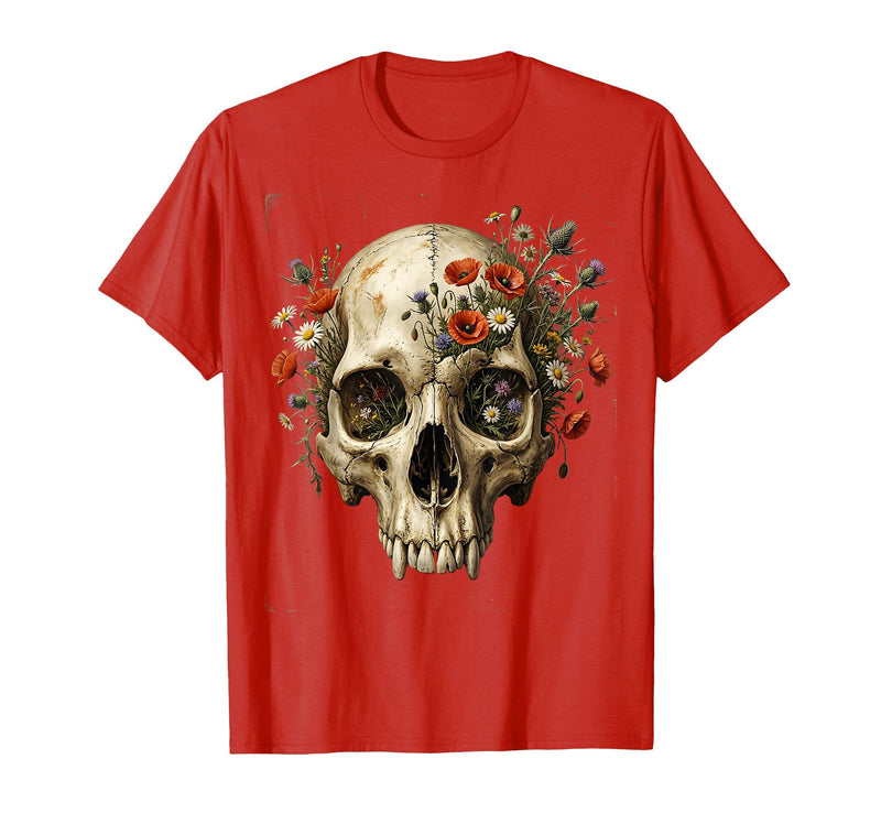 Mademark Elephant Skull Wildflower Bloom Graphic T-Shirt - Men - Red