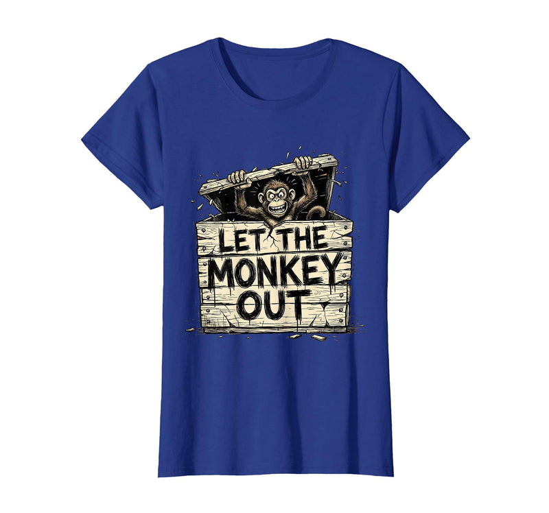 Mademark Let the Monkey Out Wild Primate Graphic Design T-Shirt - Women - Royal Blue