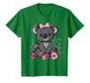 We Love Koalas - Kids Apparel Co. Koala Kawaii Koala Bear Pink Bow Flowers Girls Kids T-Shirt - Kelly Green