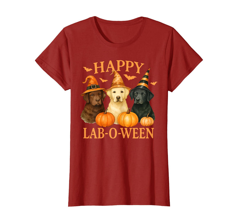 Art-Wear Happy Lab-O-Ween Labrador Halloween Dog Lover Design T-Shirt - Cranberry Red