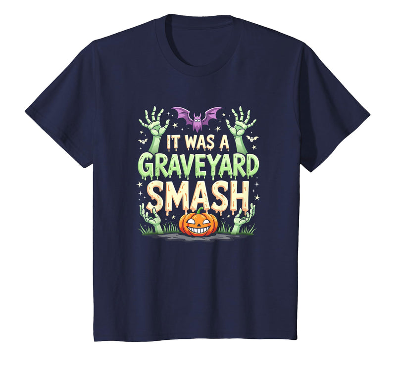 Mademark Monster Mash Graveyard Smash Halloween Party Fun T-Shirt - Navy Blue
