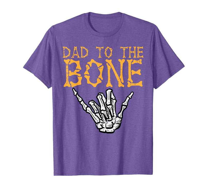 Mens Halloween Shirts For Dad Daddy Papa Men Halloween Dad to The Bone Skeleton Hand Fun Papa Costume Men T-Shirt - Purple
