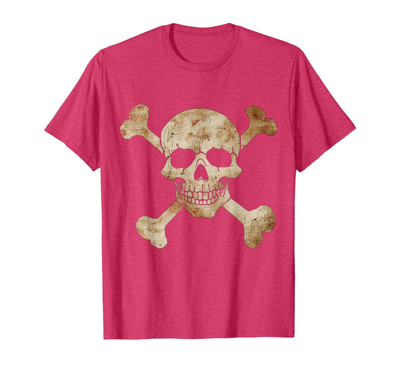 Halloween Designs. Pirate Flag Skull and Crossbones Skeleton Graphic Halloween T-Shirt - Red Heather