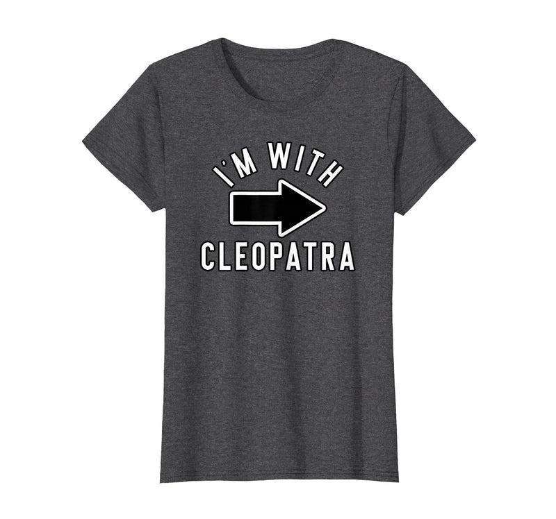 Lazy Last Minute Cleopatra Halloween Costumes Couples Halloween Costume Shirts I'm with Cleopatra T-Shirt - Dark Heather Grey