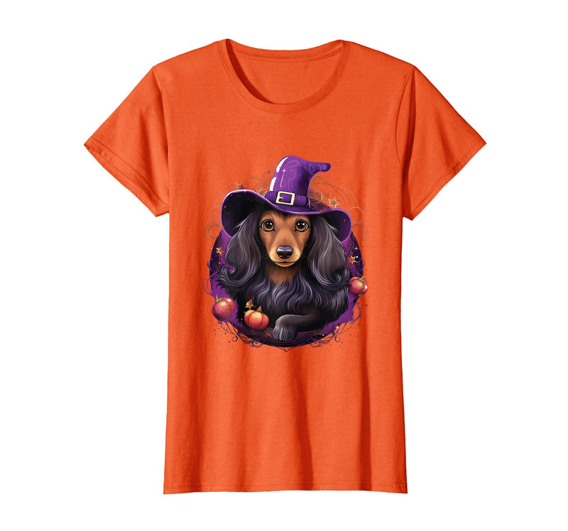 Dachshund Lovers Halloween Costume Cute Witch Funny Dachshund Halloween Costume Dog Lover T-Shirt - Orange