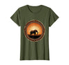 Mademark Elephant Silhouette Glowing Safari Sunset T-Shirt - Women - Olive Green