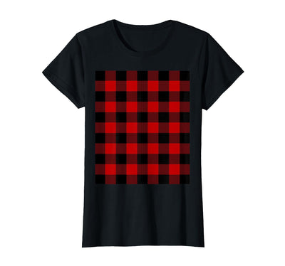 Cow Buffalo Plaid and Checker Square Black Red Tartan T-Shirt