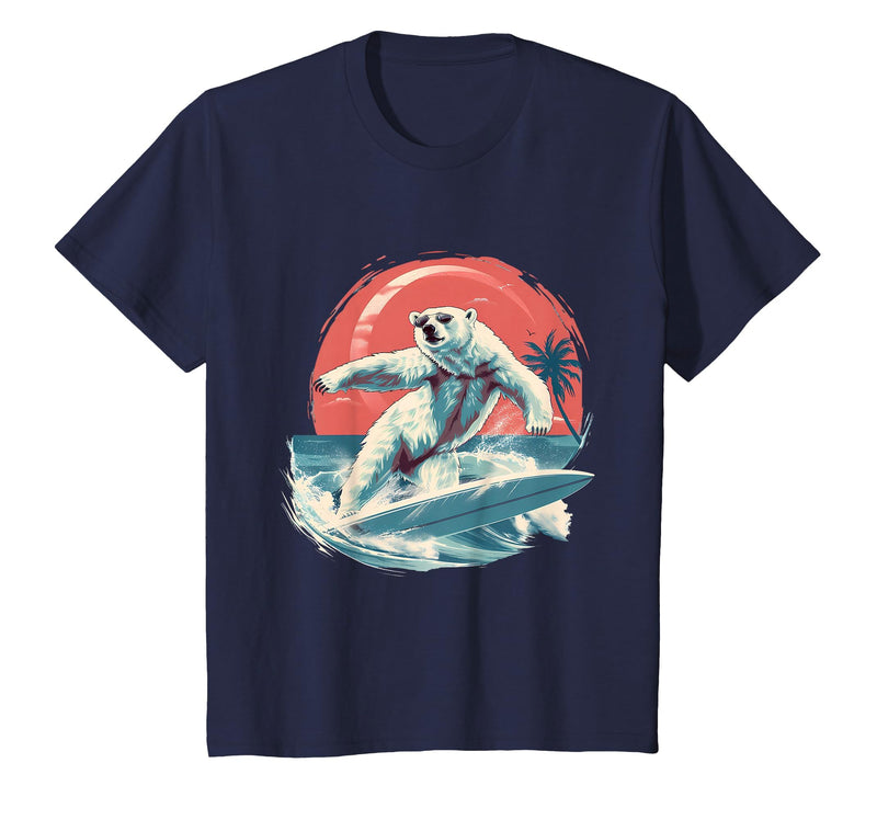 Sea Ocean Animal Art Polar Bear Ocean Sea Animal Surfing Ocean Sea Polar Bear T-Shirt - Navy Blue