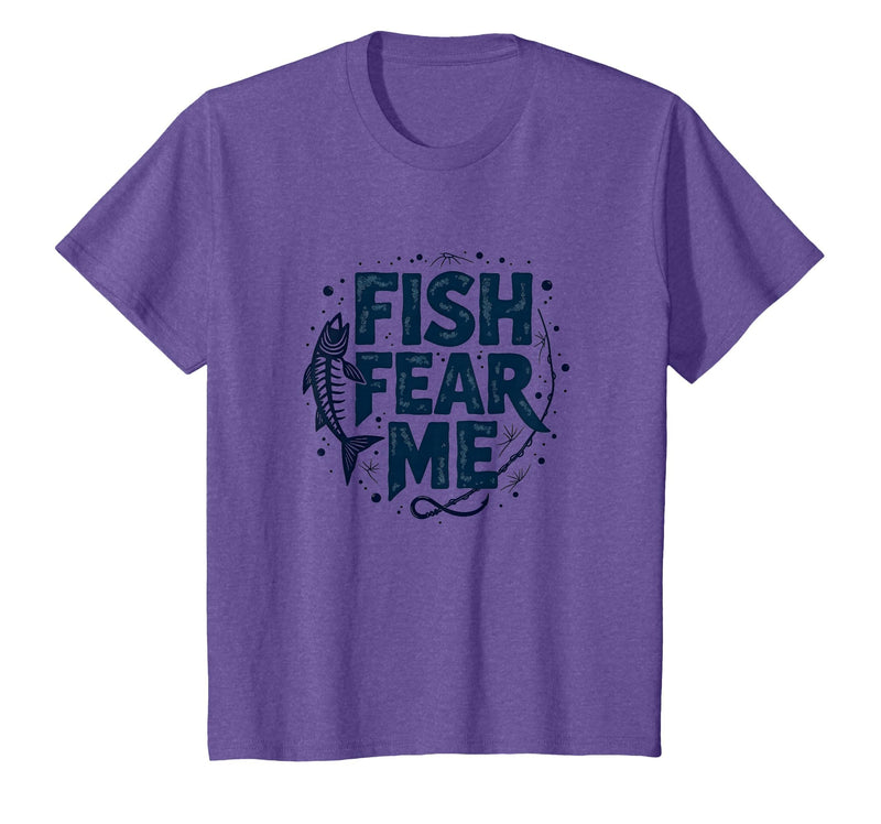 Mademark Fish Fear Me Funny Fishing for Men Angler Humor Quote T-Shirt - Purple Heather