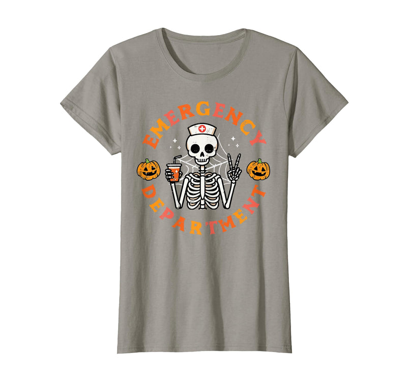 Halloween Nurse Shirts For Women Scrub Costumes Emergency Department Funny Halloween ER Nurse Women Men T-Shirt - Slate Grey