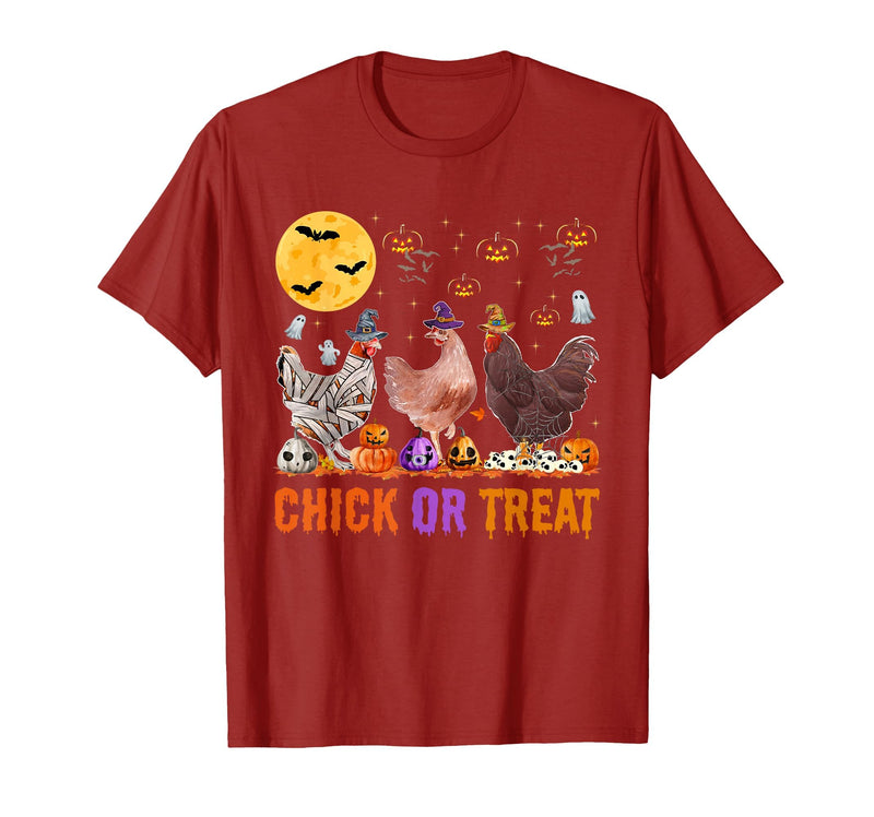Autumn Pumpkin Chicken Halloween Chicken Farm Fall Halloween Chicken Pumpkin Chick Or Treat Spooky T-Shirt - Cranberry Red
