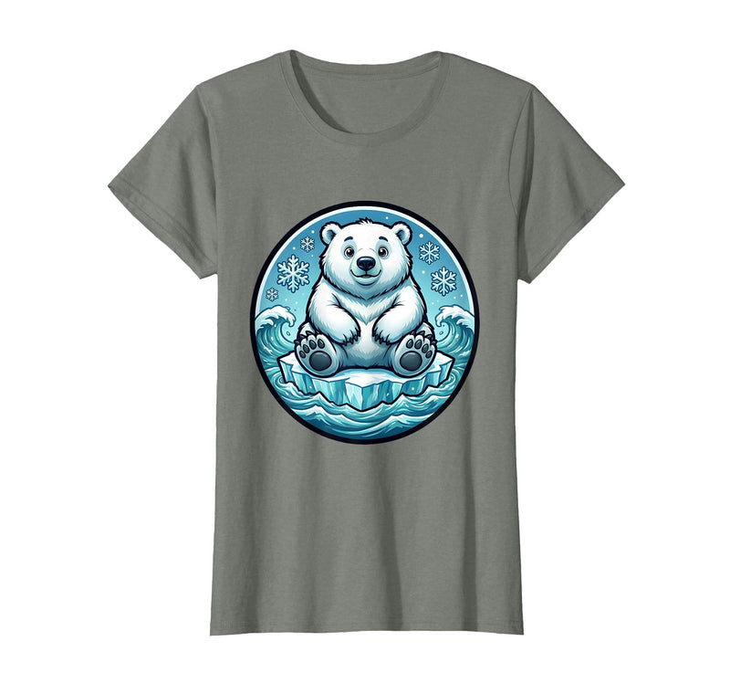 Mademark Polar Bear Lone Ice Floe Arctic Drift Design T-Shirt - Olive Heather