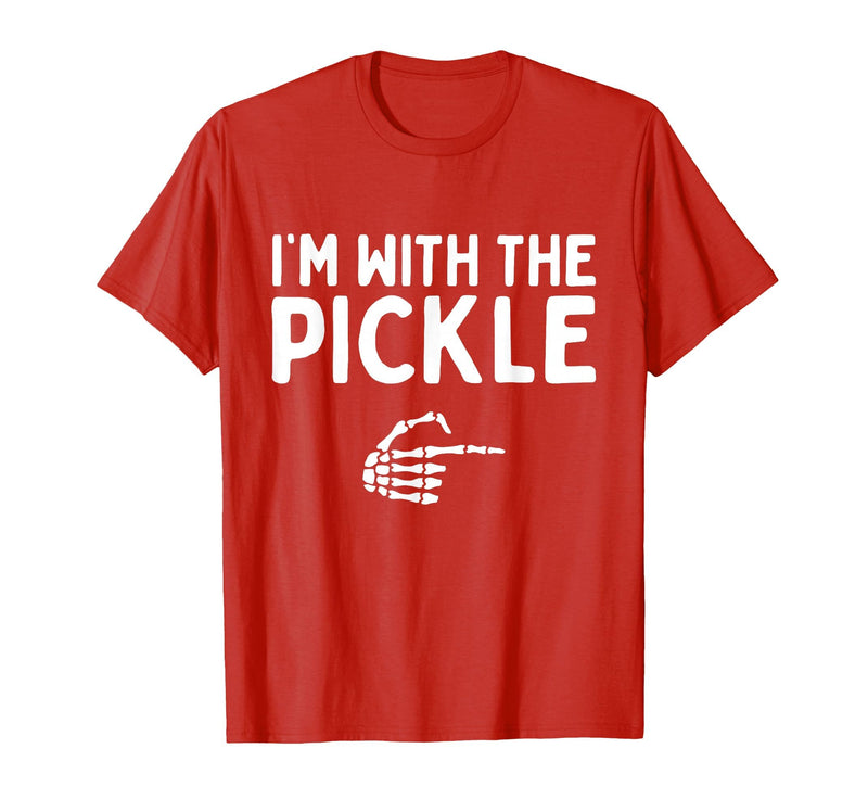 Funny Halloween Costume Holiday Party Gift I'm with The Pickle Funny Halloween Costume Matching Couples T-Shirt - Red