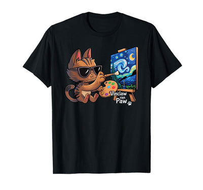 Cat Van Gogh Novelty Clothing Funny Cat Van Gogh Starry Night Meme T-Shirt