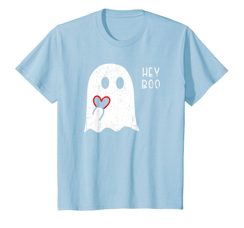 Halloween Ghosts & Stuff Clothing Hey Boo Ghost Heart Hand Sign Cute Halloween Spooky Season T-Shirt - Baby Blue