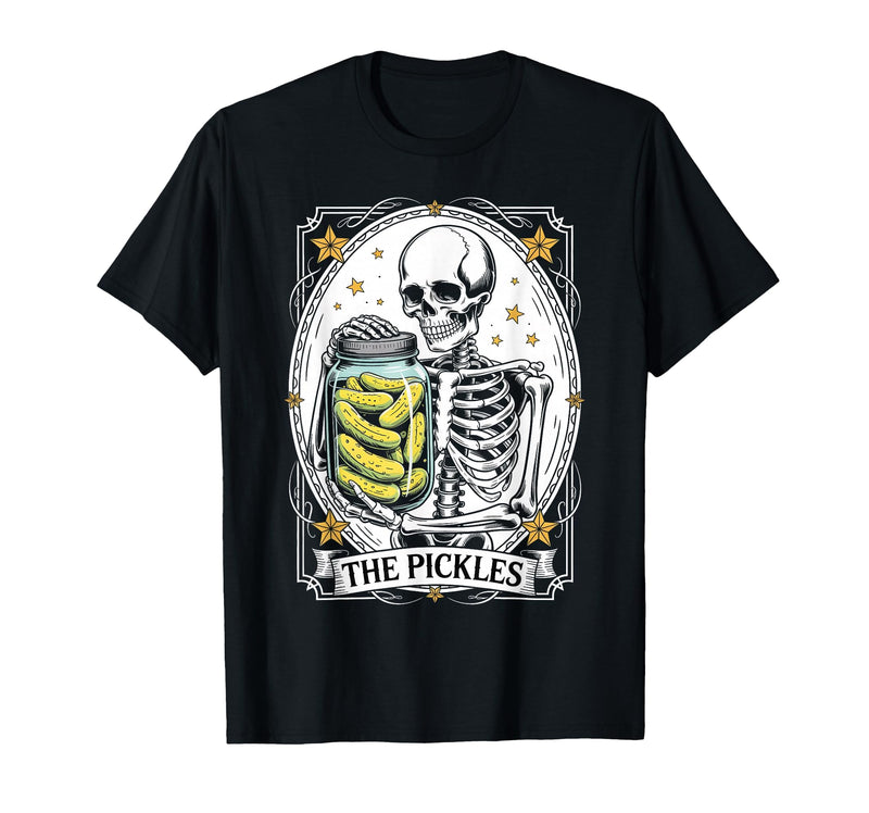Tarot Card Skeleton Halloween Ades.shirt The Pickles Tarot Card Skeleton Canning Season Gardener T-Shirt - Black