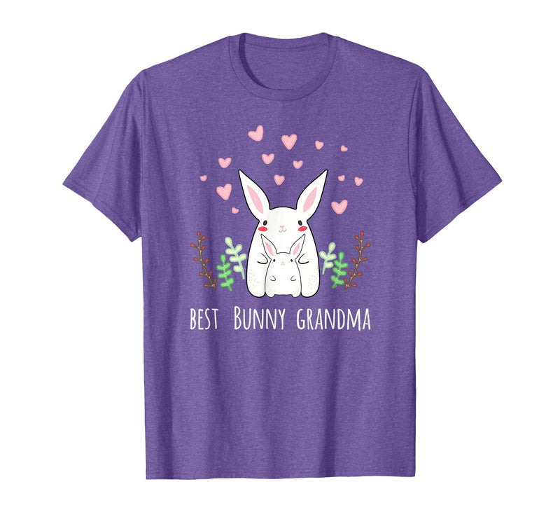 Cute Bunny Grandma Rabbit Grandmother T-Shirt in Purple Heather