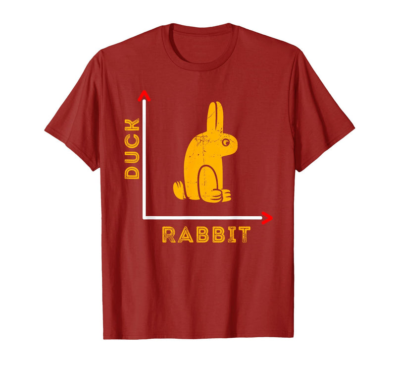 Wittgensteins Rabbit Duck Illusion Physics Nerd Math Geek T-Shirt in Cranberry Red