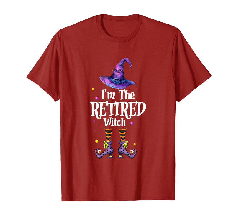 Funny Quote Horror Costume Party Family Friends I'm The Retired Witch Spooky Scary Halloween Retiree Women T-Shirt -