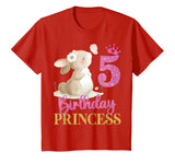 Kids 5th Birthday Rabbit Princess Girl Bunny 5 Years Old T-Shirt in Red