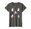 Halloween Music Teacher Ghost Music Lover Cute Ghost Cat Playing Musical Halloween Music Teacher T-Shirt - Asphalt Grey