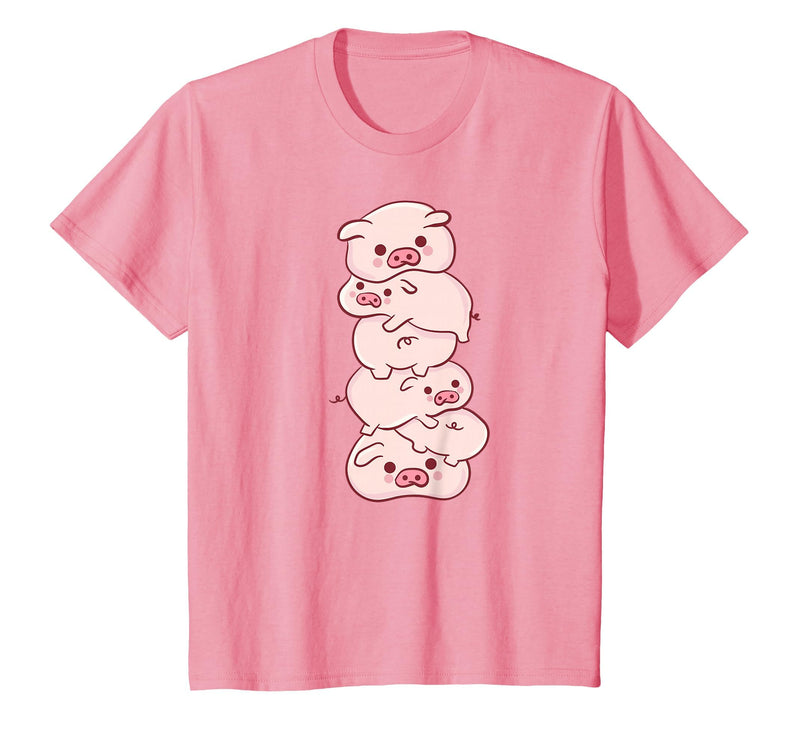 Pink Kawaii & Anime Stuff Pigs On A Pile - Cute Kawaii Anime - Pig Aesthetic Japanese T-Shirt - Pink