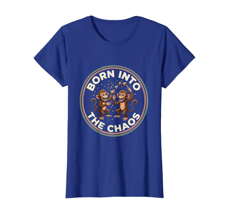 Mademark Born Into The Chaos Circus Monkey Design T-Shirt - Women - Royal Blue