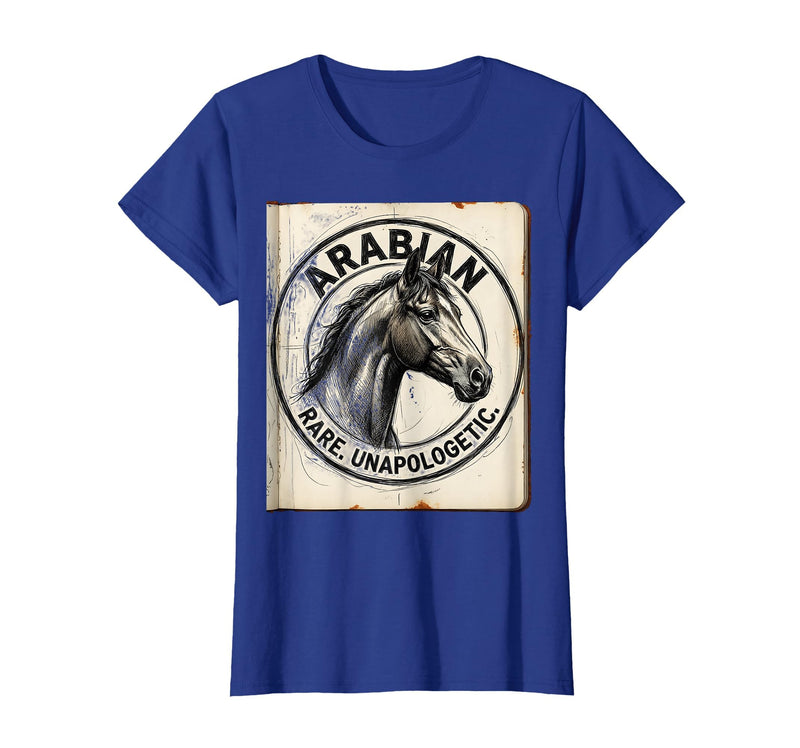 Mademark Arabian Rare Unapologetic Horse Portrait Design T-Shirt - Royal Blue