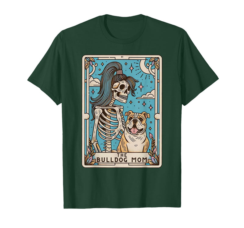 The Bulldog Mom Tarot Card Halloween Women Men Kid Retro Funny The Bulldog Mom Tarot Card Skeleton Halloween T-Shirt - Dark